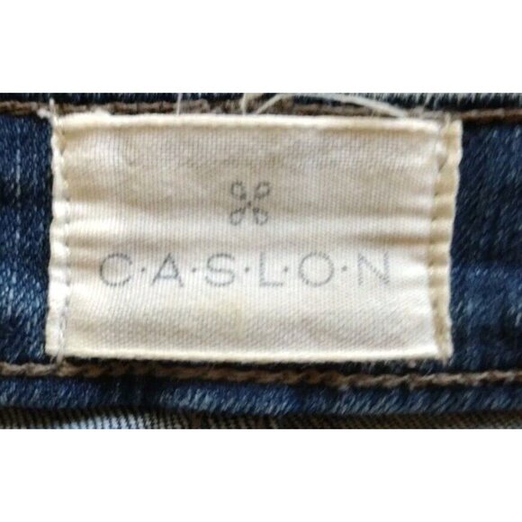 Caslon Skirt 2 Denim Raw Hem Pockets Stretch Mildly Distressed - Picture 3 of 12